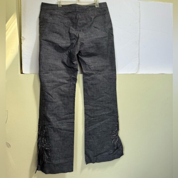 Kenneth Cole Vintage Y2K Embroidered Slit Flare Straight Leg Jean Pant Pocket 10 - Picture 3 of 16